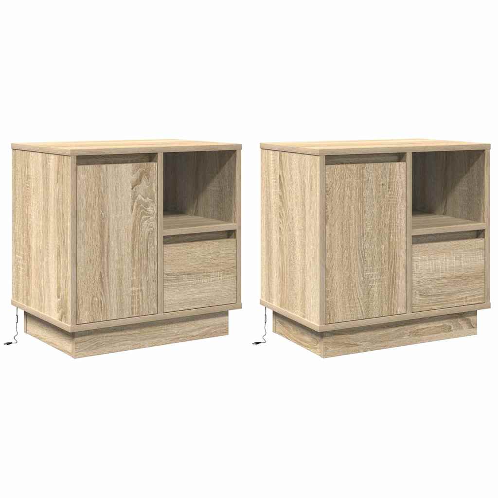 Κομοδίνο με συρτάρι 2 pcs Δρύς Sonoma 50 x 34,5 x 50 εκ. - Pakobazaar