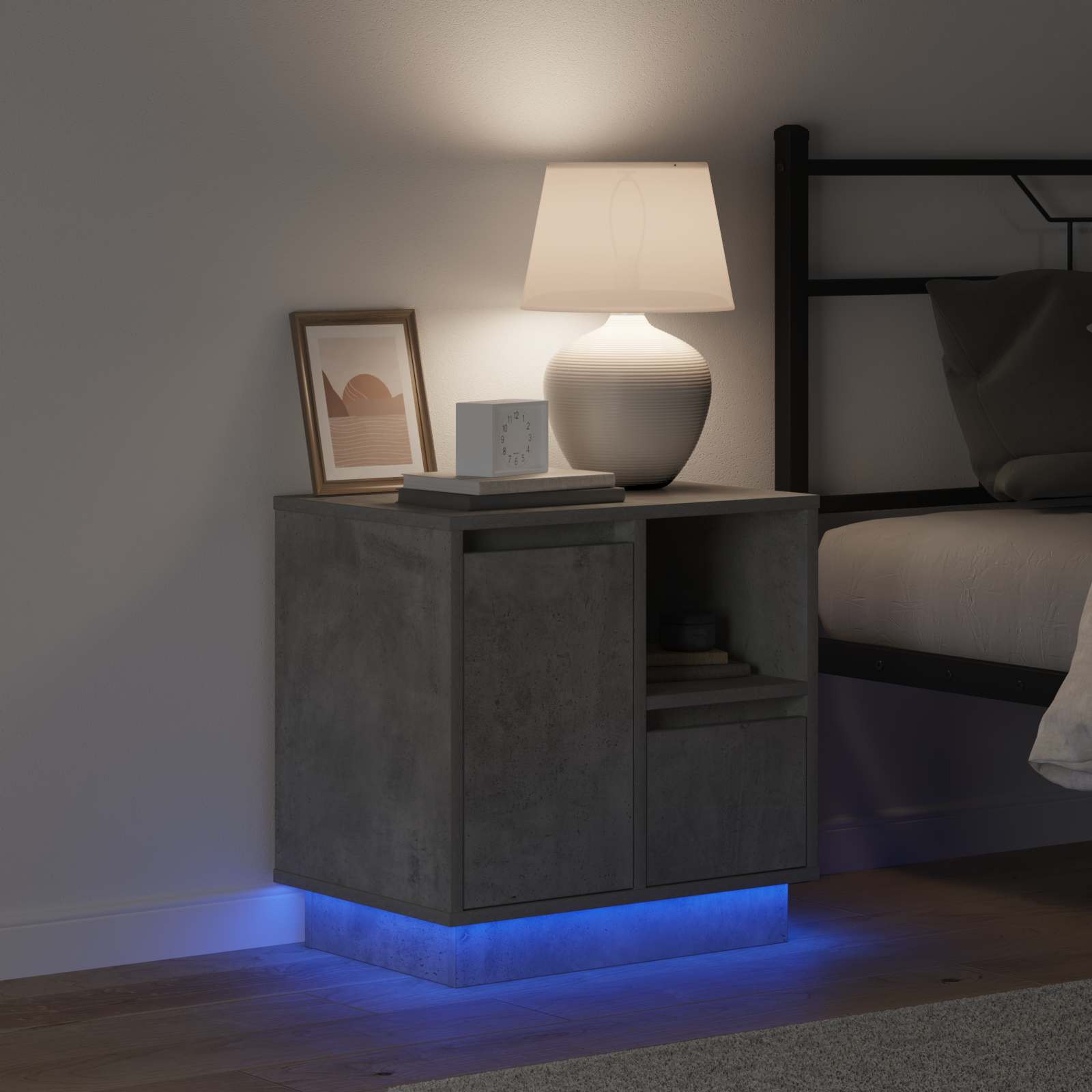 Κομοδίνο με συρτάρι 2 pcs Σκυρόδεμα Γκρι 50 x 34,5 x 50 εκ. - Pakobazaar