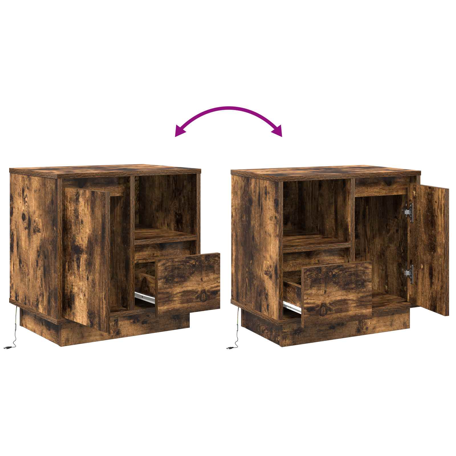 Κομοδίνο Καπνιστό Δρύς 50 x 34,5 x 50 εκ. Επεξεργασμένο ξύλο - Pakobazaar