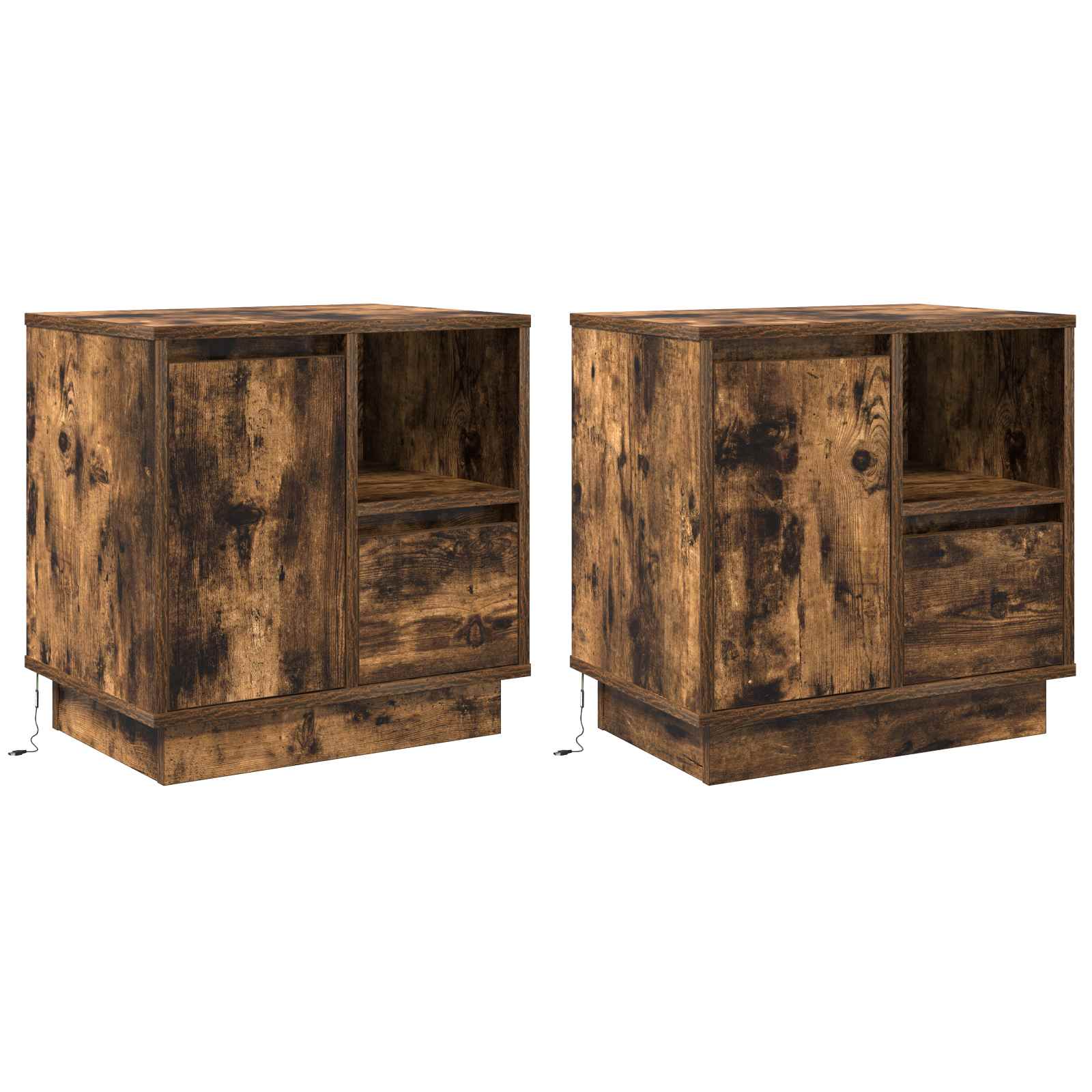 Κομοδίνο με συρτάρι 2 pcs Καπνιστό Δρύς 50 x 34,5 x 50 εκ. - Pakobazaar