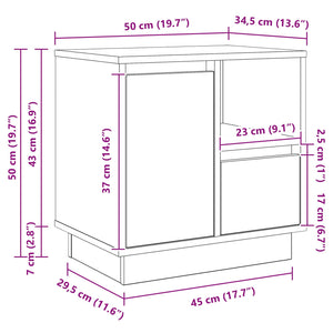 Κομοδίνο με συρτάρι 2 pcs Καπνιστό Δρύς 50 x 34,5 x 50 εκ. - Pakobazaar