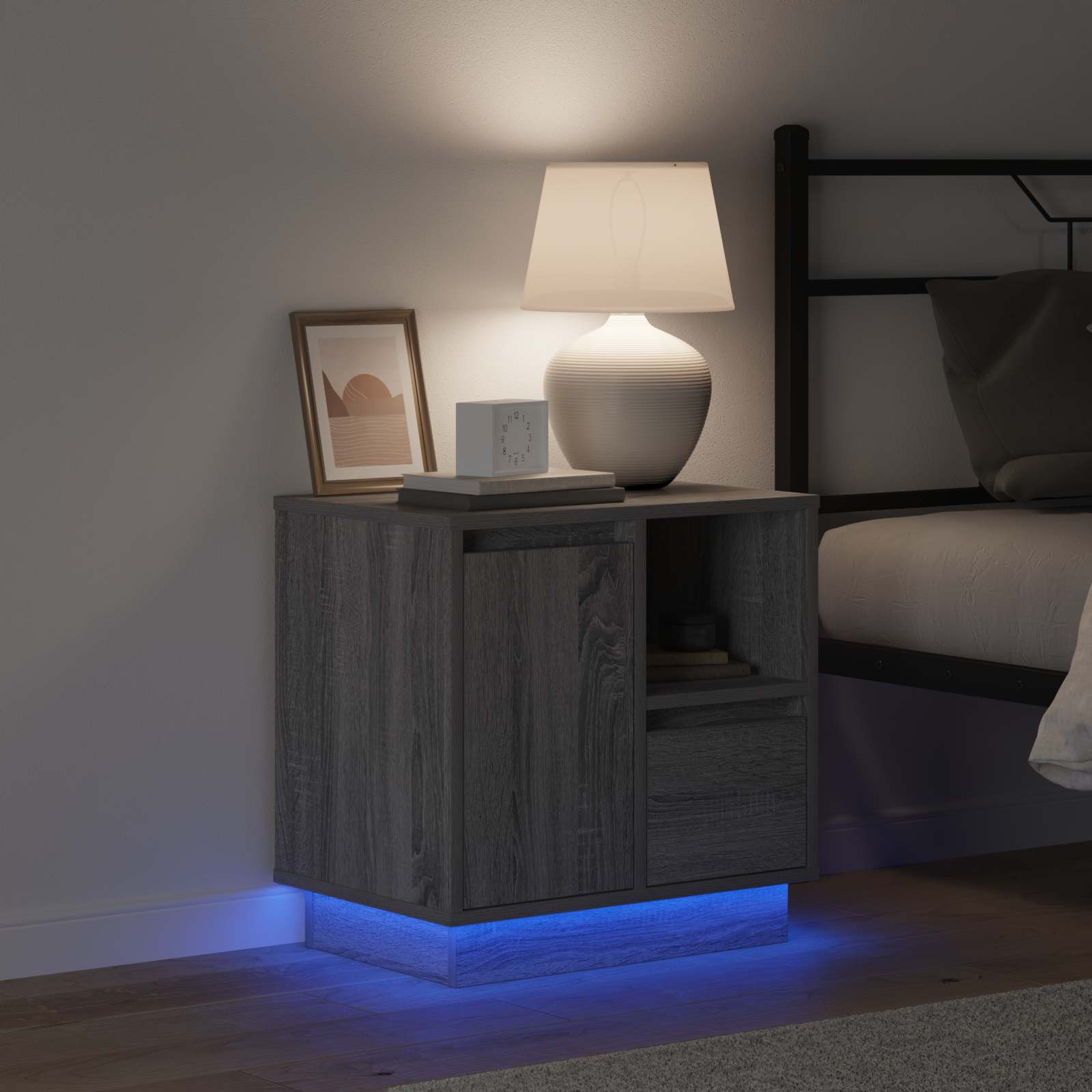 Κομοδίνο 2 pcs Γκρι 50 x 34,5 x 50 εκ. Επεξεργασμένο ξύλο - Pakobazaar