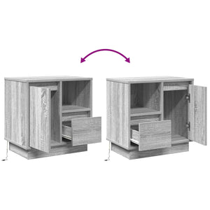Κομοδίνο 2 pcs Γκρι 50 x 34,5 x 50 εκ. Επεξεργασμένο ξύλο - Pakobazaar