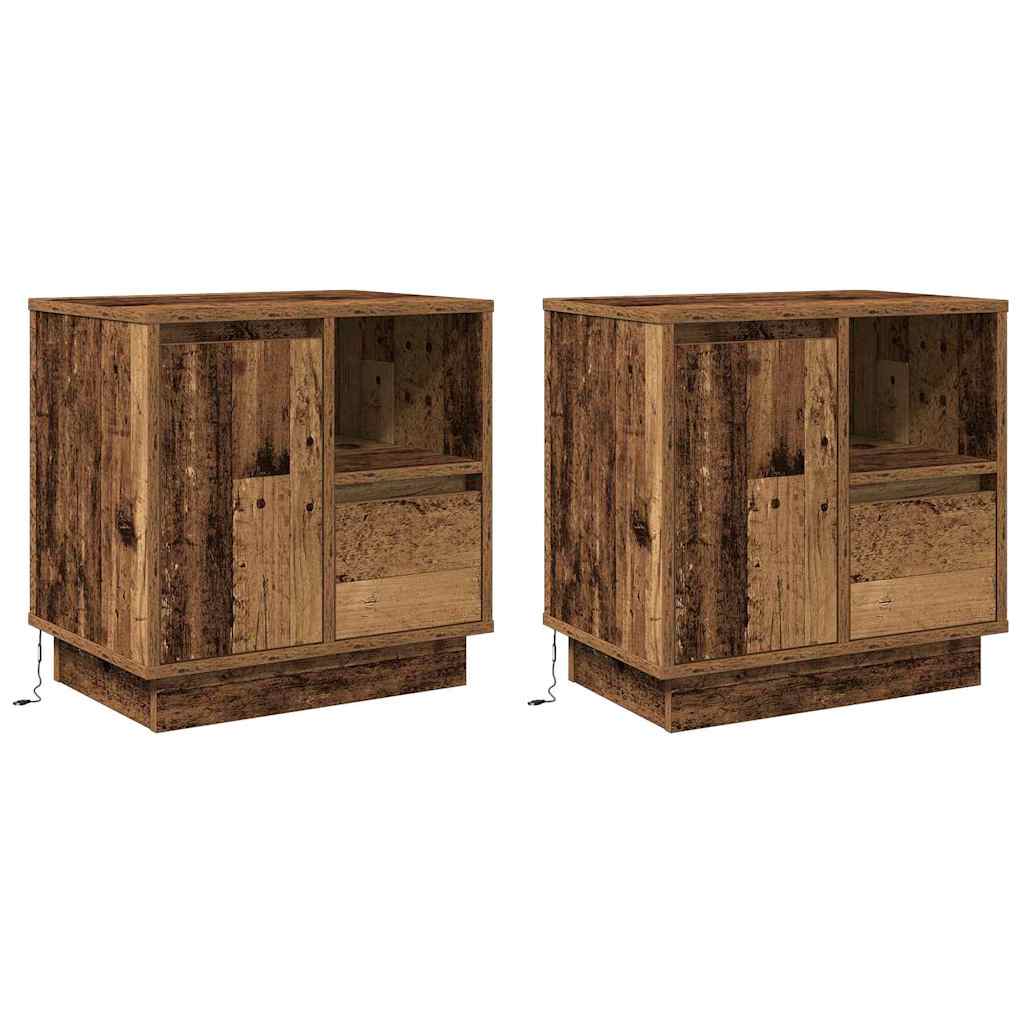 Κομοδίνο 2 pcs Παλιό ξύλο 50 x 34,5 x 50 εκ. Επεξεργασμένο ξύλο - Pakobazaar