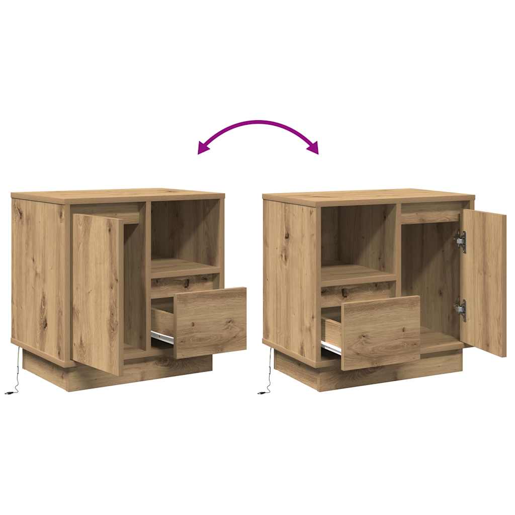 Κομοδίνο με συρτάρι 2 pcs Artisan Oak 50 x 34,5 x 50 εκ. - Pakobazaar