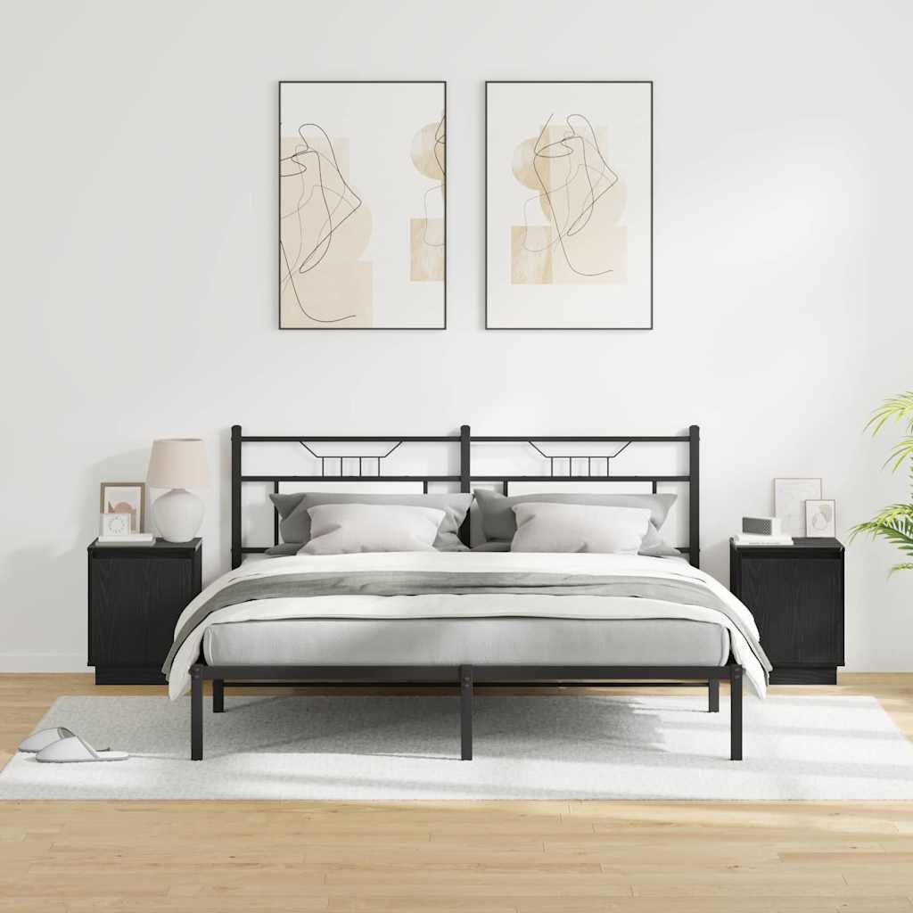 Κομοδίνο 2 pcs Μαύρη Οξυά 39 x 34,5 x 50 εκ. Επεξεργασμένο ξύλο - Pakobazaar