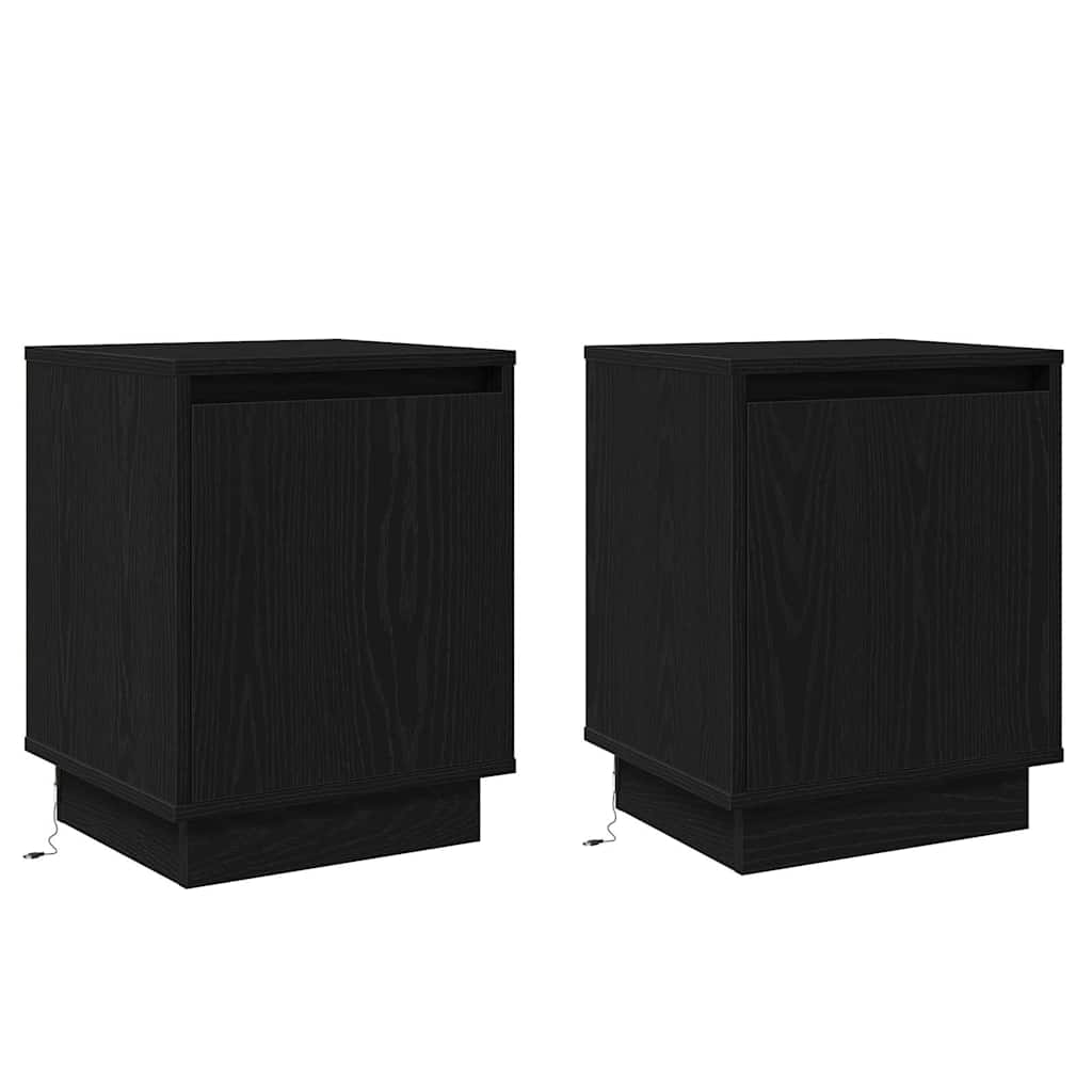 Κομοδίνο 2 pcs Μαύρη Οξυά 39 x 34,5 x 50 εκ. Επεξεργασμένο ξύλο - Pakobazaar