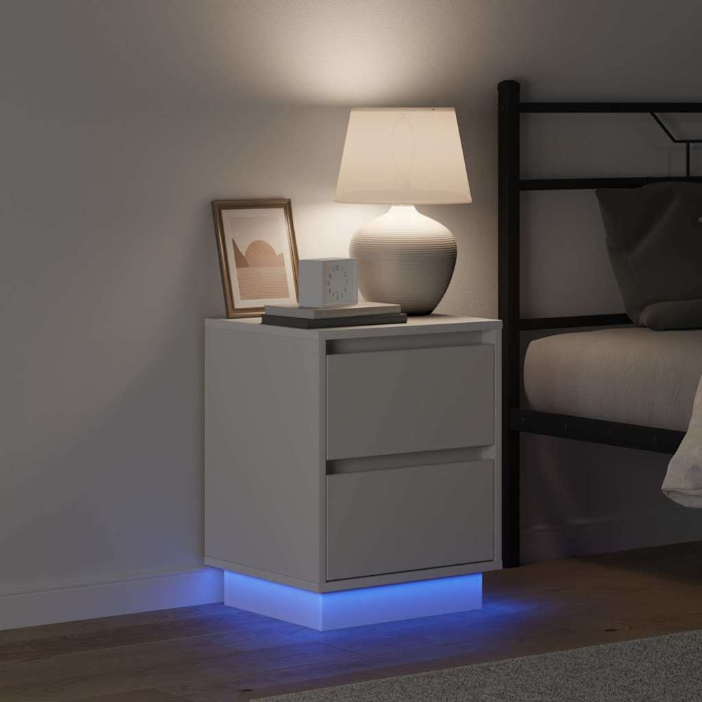 Κομοδίνο με συρτάρι Λευκό 39 x 34,5 x 50 εκ. Επεξεργασμένο ξύλο - Pakobazaar