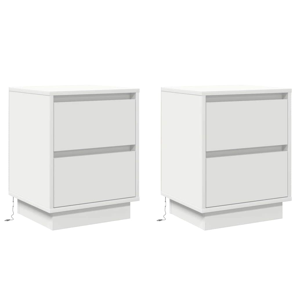 Κομοδίνο 2 pcs Λευκό 39 x 34,5 x 50 εκ. Επεξεργασμένο ξύλο - Pakobazaar