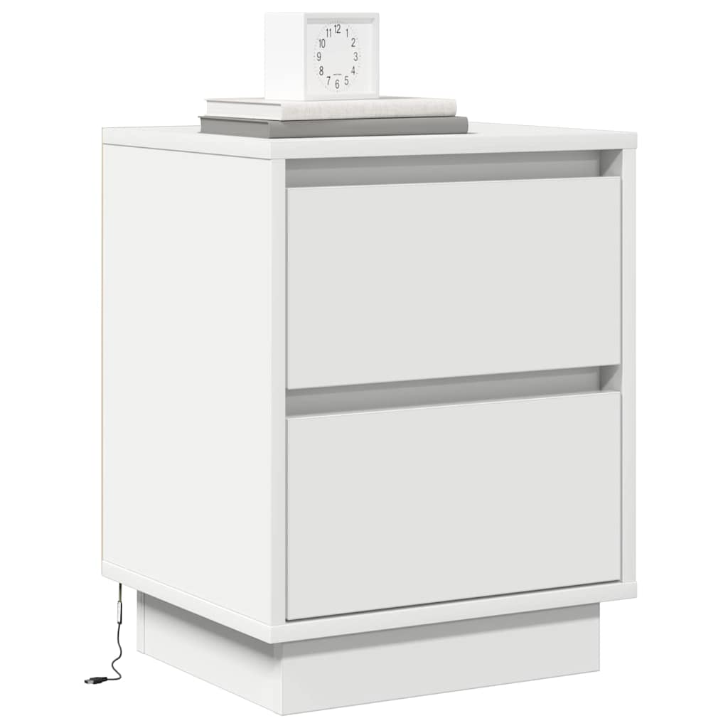 Κομοδίνο 2 pcs Λευκό 39 x 34,5 x 50 εκ. Επεξεργασμένο ξύλο - Pakobazaar