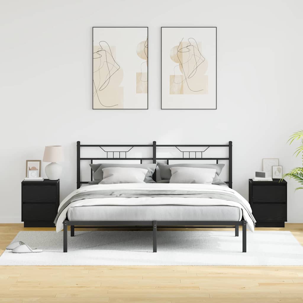 Κομοδίνο 2 pcs Μαύρη Οξυά 39 x 34,5 x 50 εκ. Επεξεργασμένο ξύλο - Pakobazaar