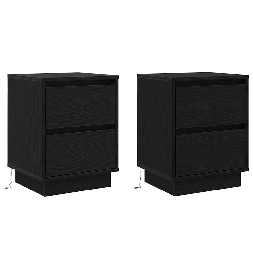 Κομοδίνο 2 pcs Μαύρη Οξυά 39 x 34,5 x 50 εκ. Επεξεργασμένο ξύλο - Pakobazaar