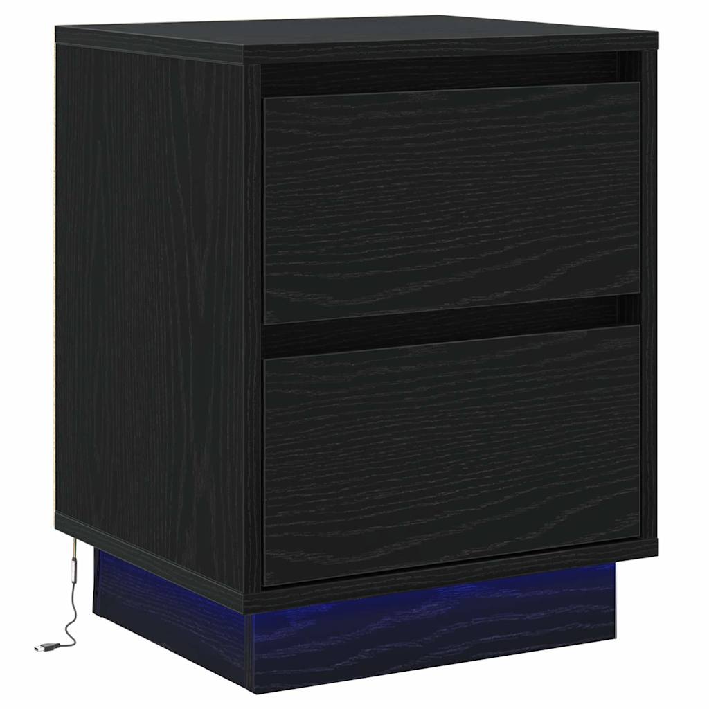 Κομοδίνο 2 pcs Μαύρη Οξυά 39 x 34,5 x 50 εκ. Επεξεργασμένο ξύλο - Pakobazaar