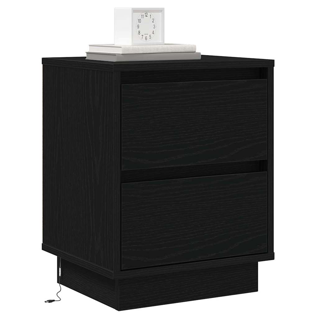 Κομοδίνο 2 pcs Μαύρη Οξυά 39 x 34,5 x 50 εκ. Επεξεργασμένο ξύλο - Pakobazaar