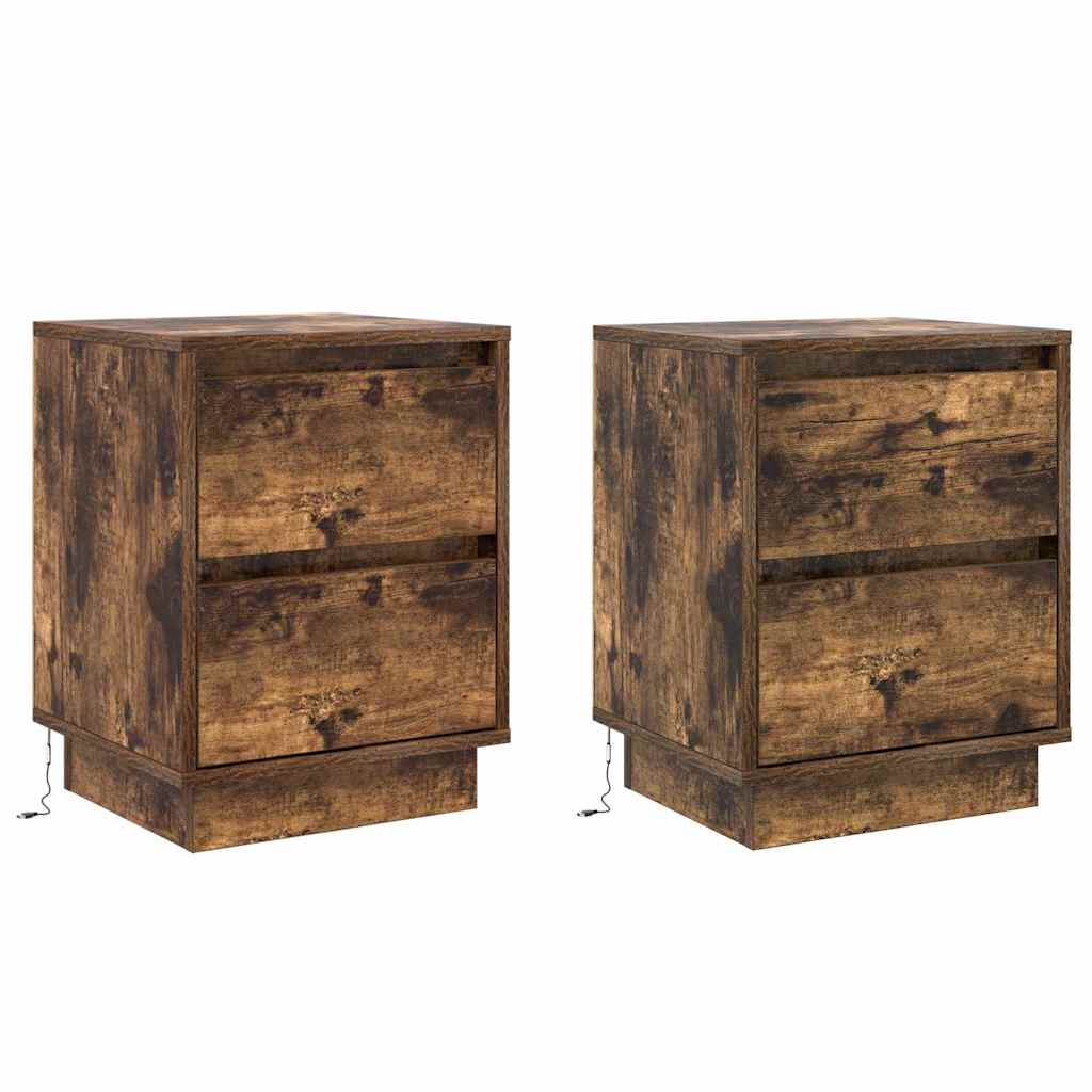 Κομοδίνο με συρτάρι 2 pcs Καπνιστό Δρύς 39 x 34,5 x 50 εκ. - Pakobazaar