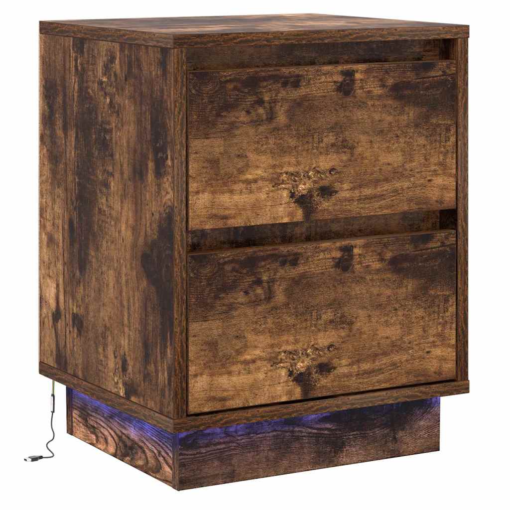 Κομοδίνο με συρτάρι 2 pcs Καπνιστό Δρύς 39 x 34,5 x 50 εκ. - Pakobazaar