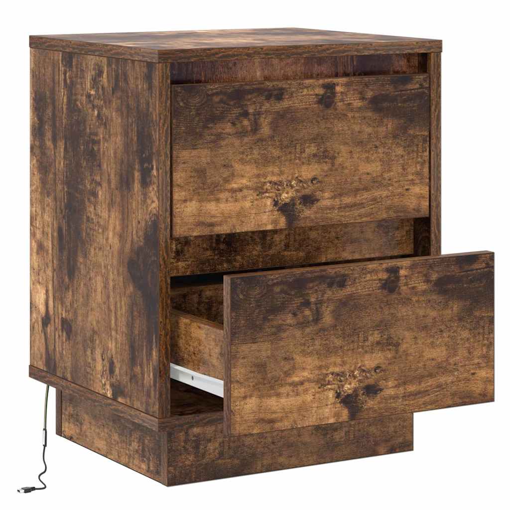 Κομοδίνο με συρτάρι 2 pcs Καπνιστό Δρύς 39 x 34,5 x 50 εκ. - Pakobazaar