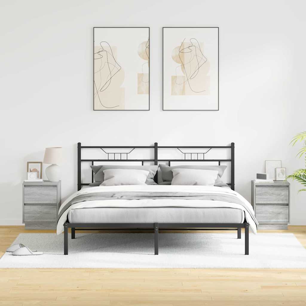 Κομοδίνο 2 pcs Γκρι 39 x 34,5 x 50 εκ. Επεξεργασμένο ξύλο - Pakobazaar