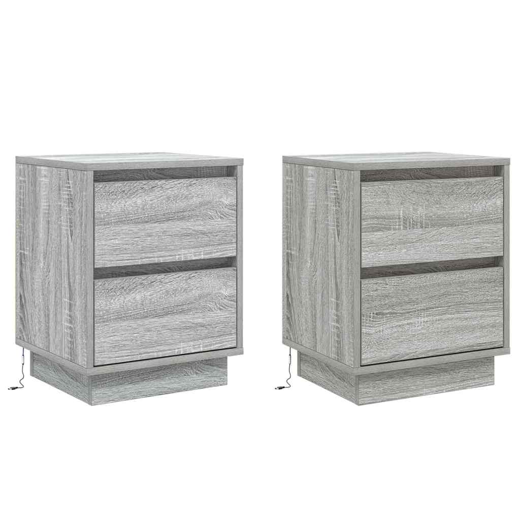 Κομοδίνο 2 pcs Γκρι 39 x 34,5 x 50 εκ. Επεξεργασμένο ξύλο - Pakobazaar