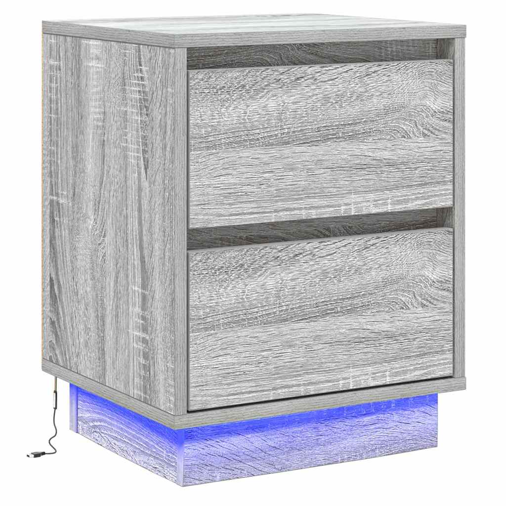 Κομοδίνο 2 pcs Γκρι 39 x 34,5 x 50 εκ. Επεξεργασμένο ξύλο - Pakobazaar