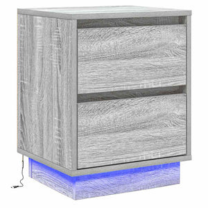 Κομοδίνο 2 pcs Γκρι 39 x 34,5 x 50 εκ. Επεξεργασμένο ξύλο - Pakobazaar