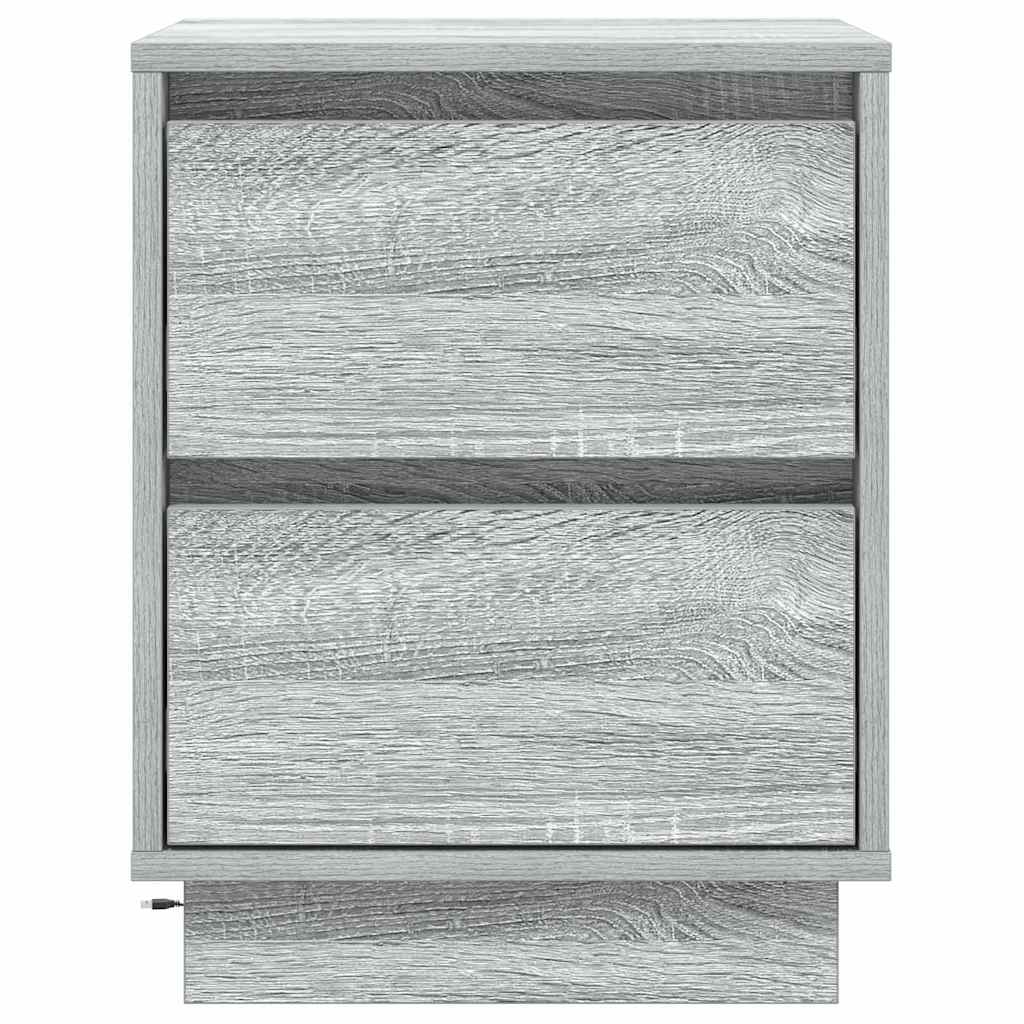 Κομοδίνο 2 pcs Γκρι 39 x 34,5 x 50 εκ. Επεξεργασμένο ξύλο - Pakobazaar