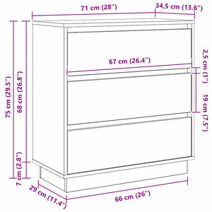 Κομοδίνο με συρτάρι Λευκό 71 x 34,5 x 75 εκ. Επεξεργασμένο ξύλο - Pakobazaar