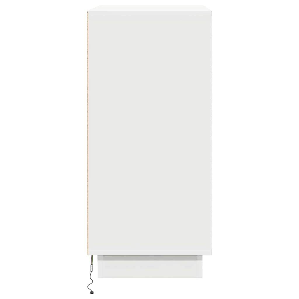 Πλευρικό Τραπέζι LED με ράφι με πόρτα Λευκό 71 x 34,5 x 75 εκ. - Pakobazaar