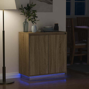 Πλευρικό Τραπέζι LED με ράφι Δρύς Sonoma 71 x 34,5 x 75 εκ. - Pakobazaar