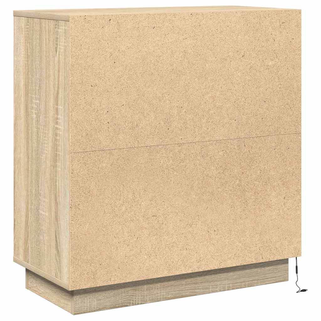 Πλευρικό Τραπέζι LED με ράφι Δρύς Sonoma 71 x 34,5 x 75 εκ. - Pakobazaar