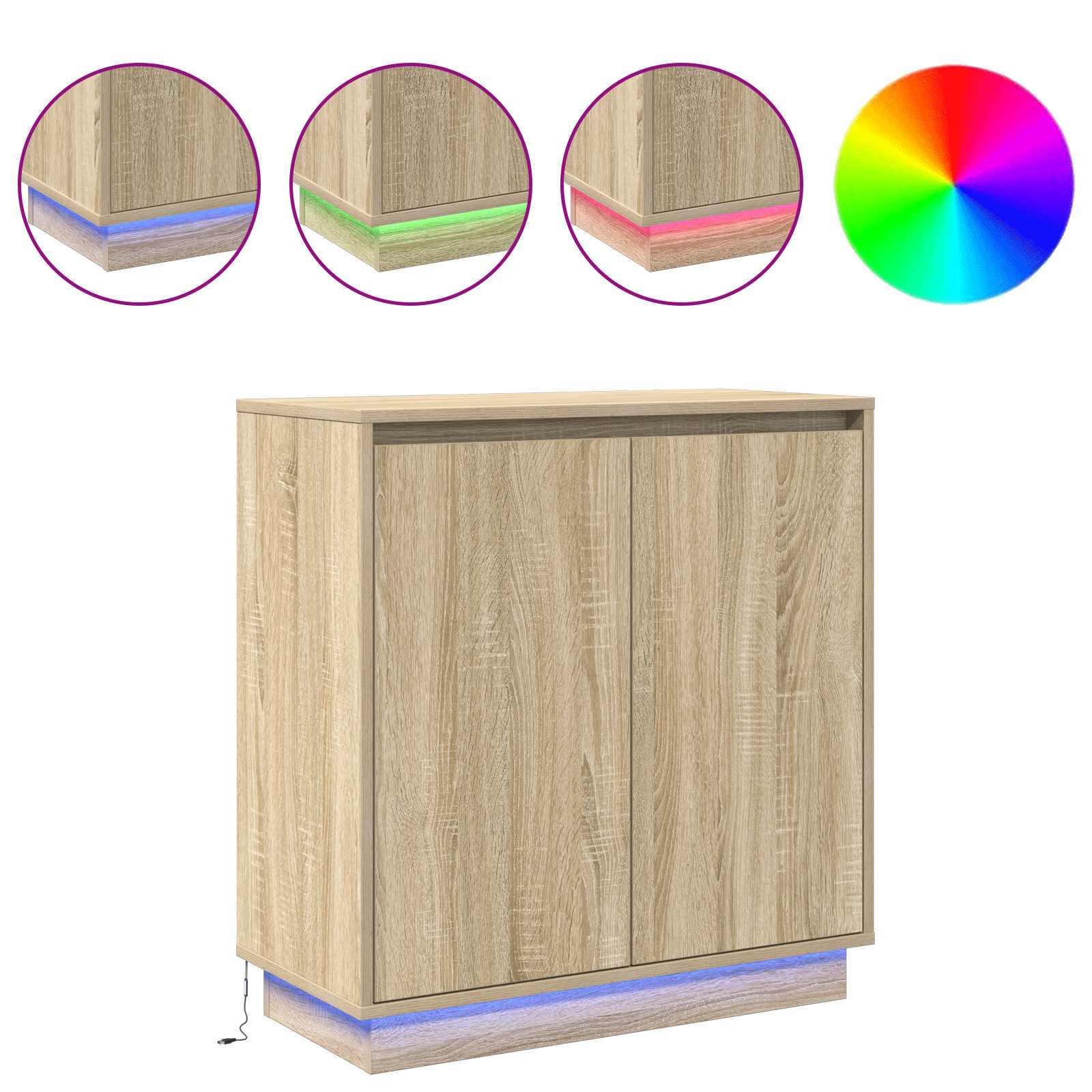 Πλευρικό Τραπέζι LED με ράφι Δρύς Sonoma 71 x 34,5 x 75 εκ. - Pakobazaar