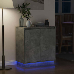 Πλευρικό Τραπέζι LED με ράφι Σκυρόδεμα Γκρι 71 x 34,5 x 75 εκ. - Pakobazaar
