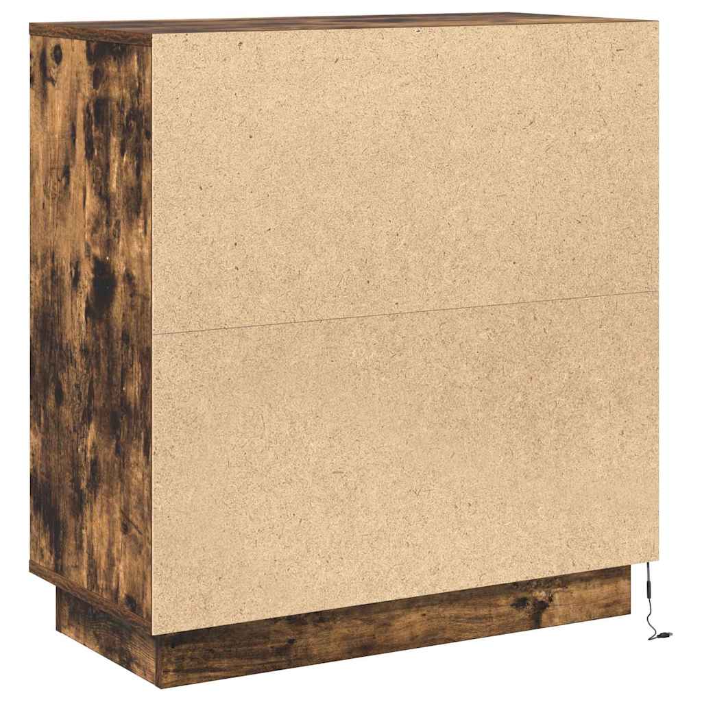 Πλευρικό Τραπέζι LED με ράφι Καπνιστό Δρύς 71 x 34,5 x 75 εκ. - Pakobazaar