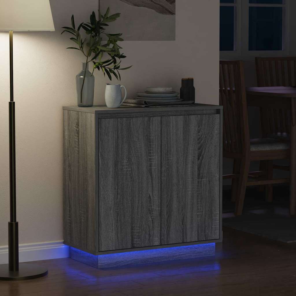 Πλευρικό Τραπέζι LED με ράφι Γκρίζο Σονομα 71 x 34,5 x 75 εκ. - Pakobazaar