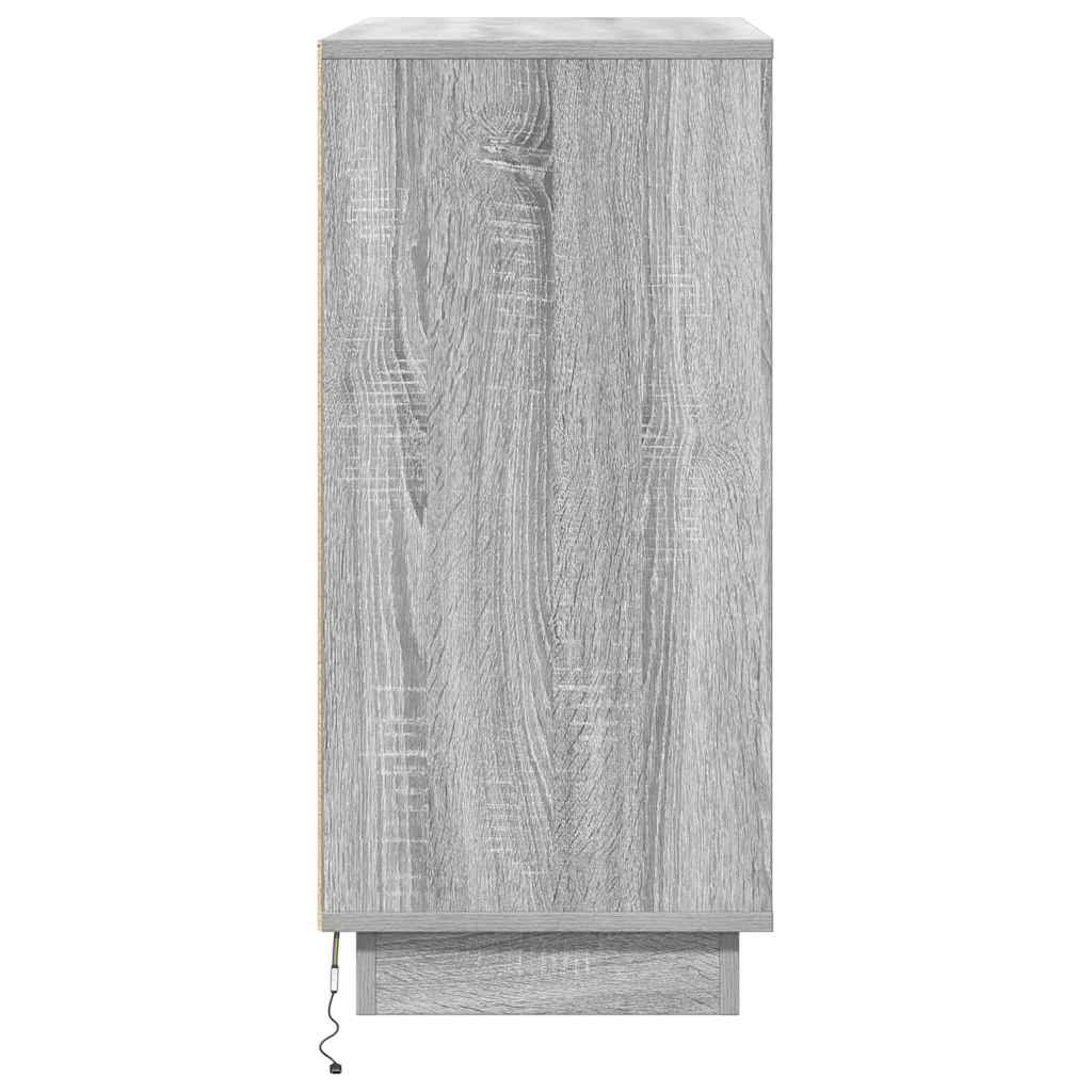 Πλευρικό Τραπέζι LED με ράφι Γκρίζο Σονομα 71 x 34,5 x 75 εκ. - Pakobazaar