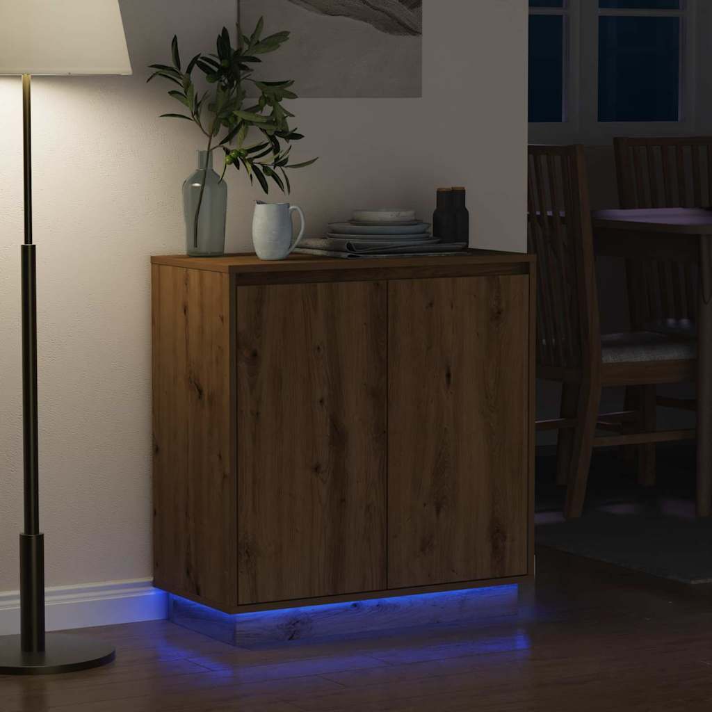 Πλευρικό Τραπέζι LED με ράφι Artisan Oak 71 x 34,5 x 75 εκ. - Pakobazaar