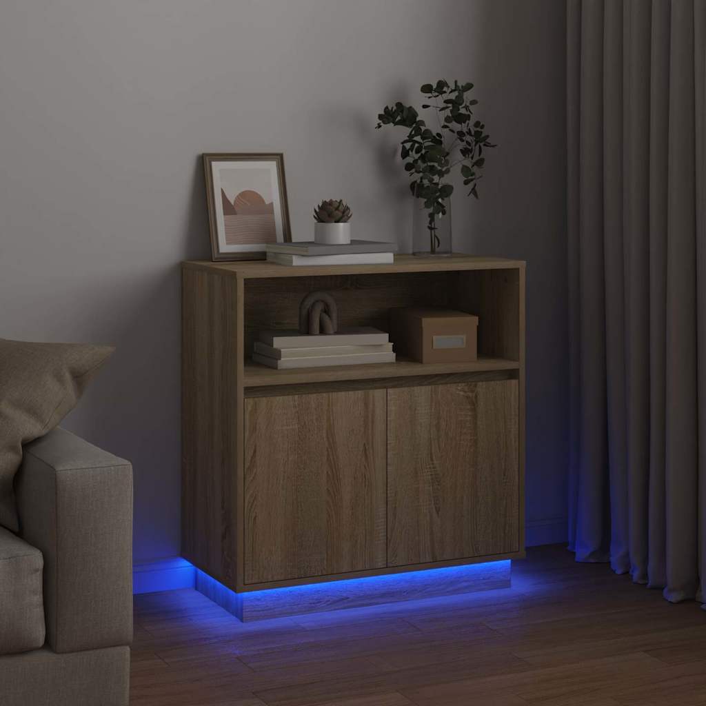 Πλευρικό Τραπέζι LED Δρύς Sonoma 71 x 34,5 x 75 εκ. - Pakobazaar