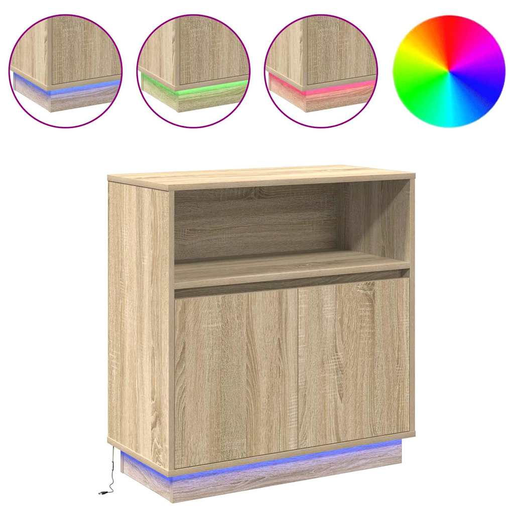 Πλευρικό Τραπέζι LED Δρύς Sonoma 71 x 34,5 x 75 εκ. - Pakobazaar