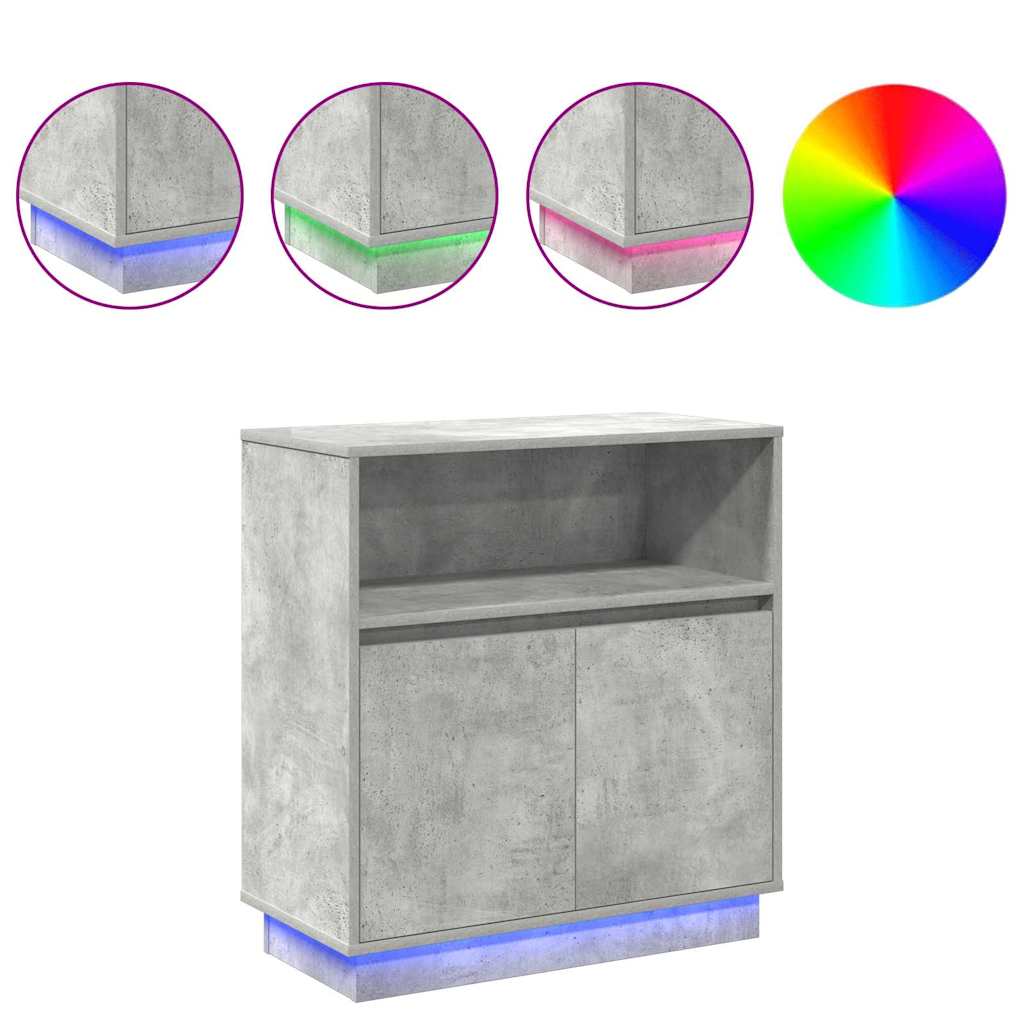 Πλευρικό Τραπέζι LED Γκρι σκυροδέματος 71 x 34,5 x 75 εκ. - Pakobazaar