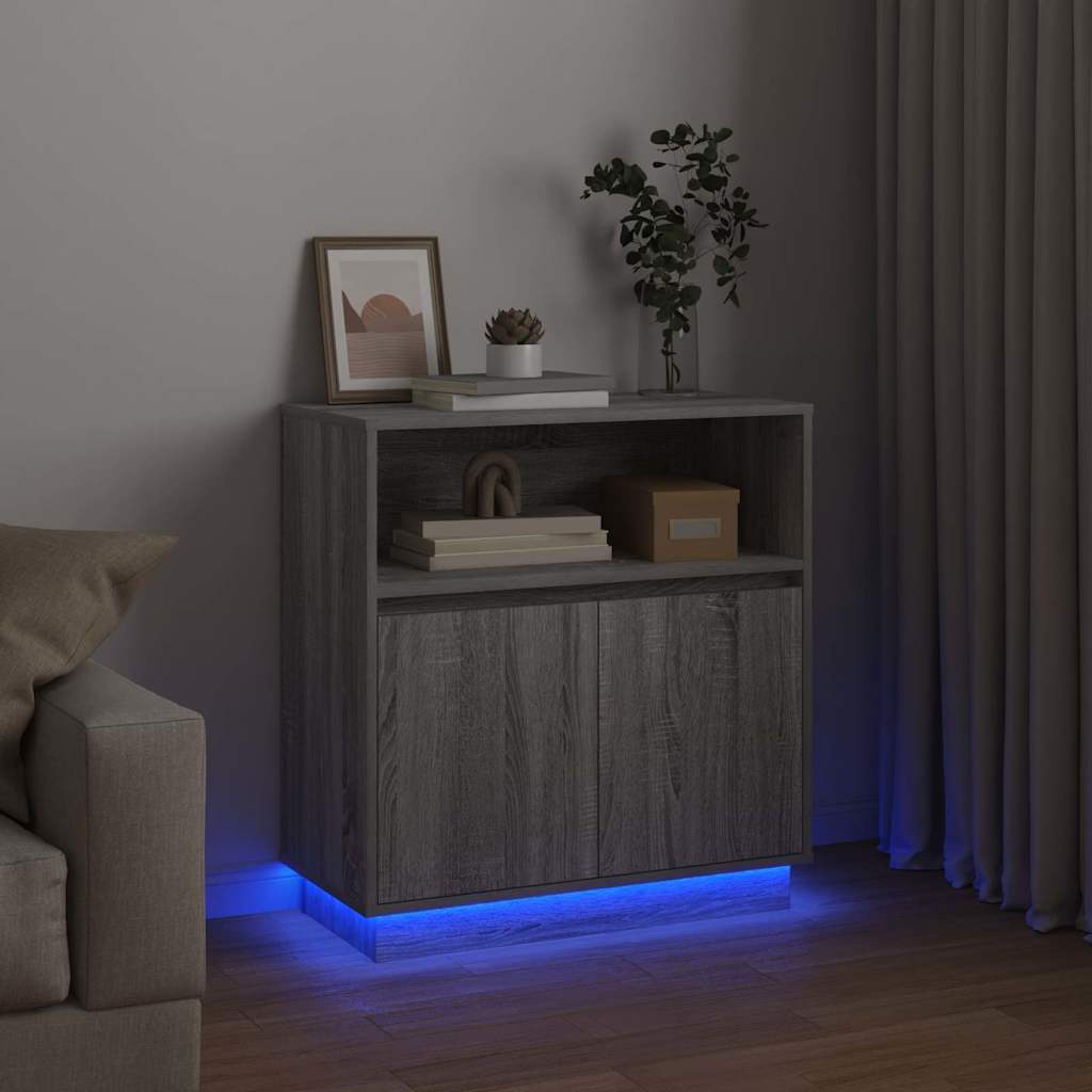 Πλευρικό Τραπέζι LED Γκρίζο Σονομα 71 x 34,5 x 75 εκ. - Pakobazaar