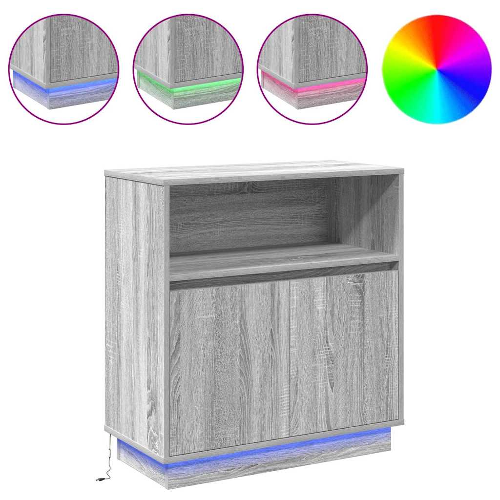 Πλευρικό Τραπέζι LED Γκρίζο Σονομα 71 x 34,5 x 75 εκ. - Pakobazaar