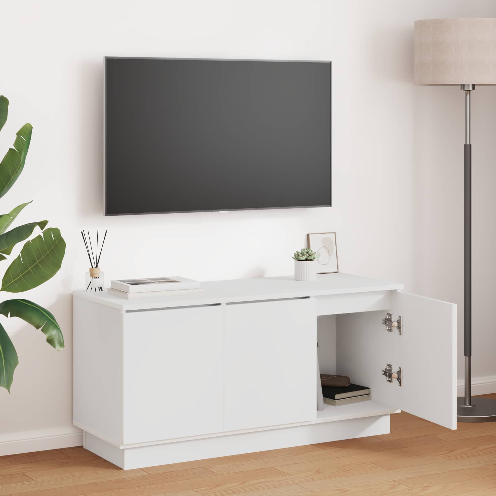 Ντουλάπι TV Λευκό 100 x 38 x 49 εκ. Επεξεργασμένο ξύλο - Pakobazaar
