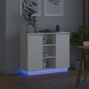 Πλευρικό Τραπέζι LED Λευκό 90 x 32 x 75 εκ. Επεξεργασμένο ξύλο - Pakobazaar