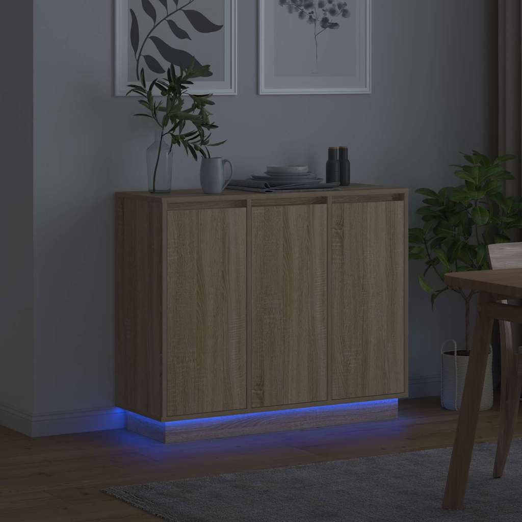 Πλευρικό Τραπέζι LED Δρύς Sonoma 90 x 32 x 75 εκ. - Pakobazaar