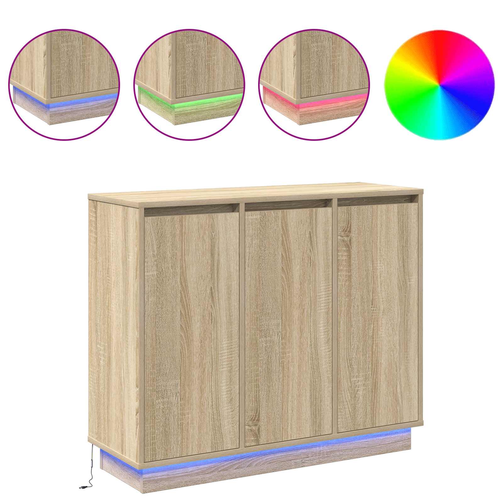Πλευρικό Τραπέζι LED Δρύς Sonoma 90 x 32 x 75 εκ. - Pakobazaar