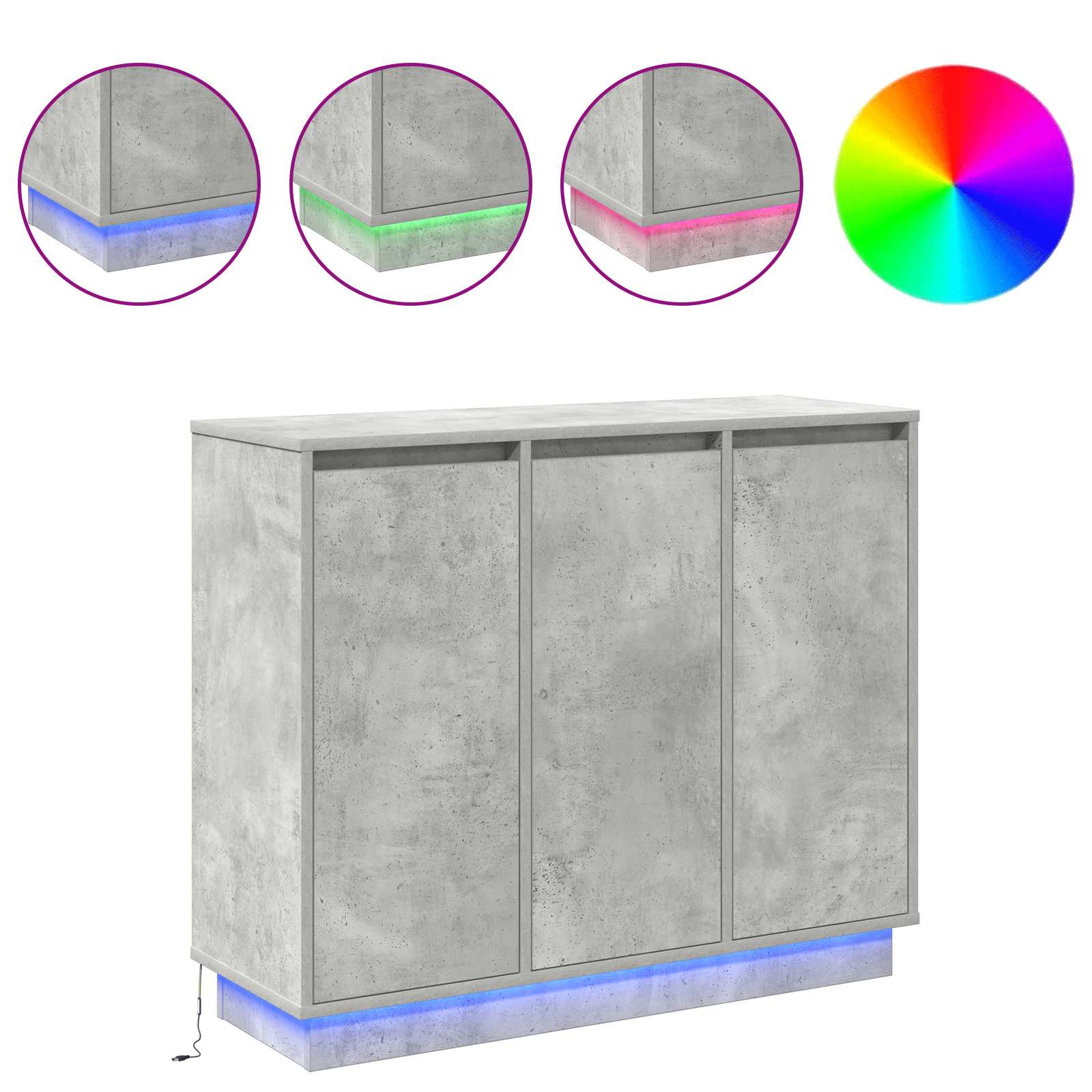 Πλευρικό Τραπέζι LED Σκυρόδεμα Γκρι 90 x 32 x 75 εκ. - Pakobazaar