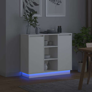 Πλευρικό Τραπέζι LED Λευκό 90 x 32 x 75 εκ. Επεξεργασμένο ξύλο - Pakobazaar