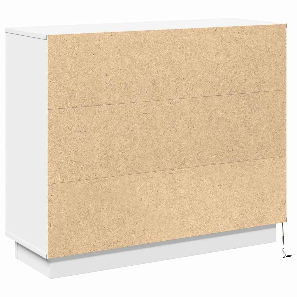 Πλευρικό Τραπέζι LED Λευκό 90 x 32 x 75 εκ. Επεξεργασμένο ξύλο - Pakobazaar