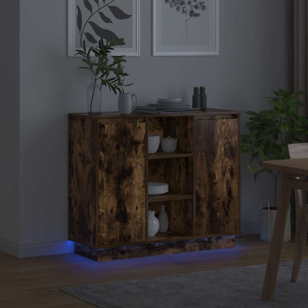 Πλευρικό Τραπέζι LED Καπνιστό Δρύς 90 x 32 x 75 εκ. - Pakobazaar