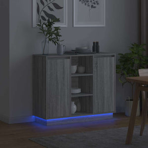 Πλευρικό Τραπέζι LED Γκρίζο Σονομα 90 x 32 x 75 εκ. - Pakobazaar